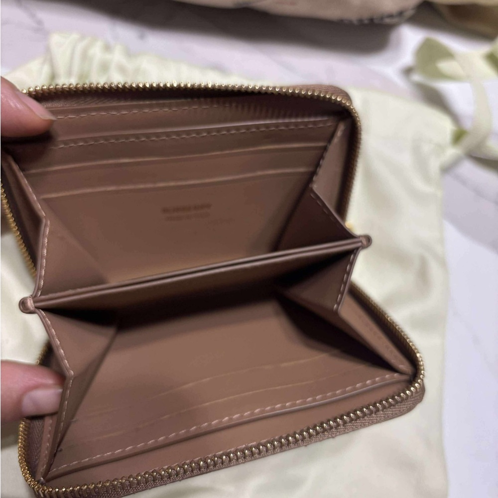 Burberry Tan Quilted Wallet with Gold Accents